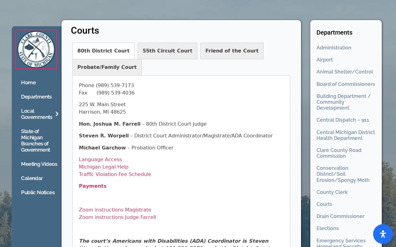 Clare County court case records and court contacts